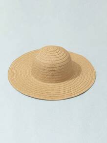 1 Stück Kind Unisex Khaki Farbe Einfach & Modisch Flache Rechnung Sonnenhut Geeignet Für Den Täglichen Sonnenschutz, Alltagskleidung, Strandurlaub, Eltern-kind Passender Outfit - Khaki - Übersicht 7