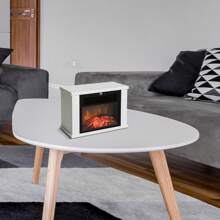 HOMCOM Portátil Mini Estufa Eléctrica Calefactor Chimenea Pequeña Termostato Ajustable 600/1200W Llama Decorativa 34x17x25cm - Blanco - Ver 1