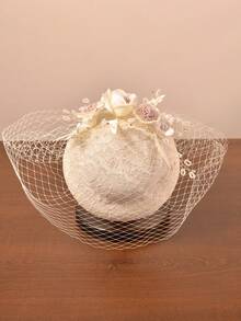 法式派對帽,優雅女士禮帽,復古淑女帽,英式帽,白色婚禮帽,首飾,網紗帽,裝飾帽,女士高頂帽,賽馬帽,新娘首飾,新娘帽,老年人帽子 - A - 查看 4