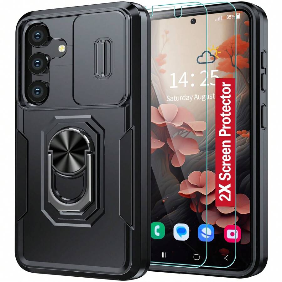 Unbeinst Compatible With Samsung Galaxy S24 / S24 Plus / S24 Ultra Case, [Built-In Slide Camera Cover & Rotatable Kickstand][2* Screen Protectors]Shockproof Anti-Scratch Samsung  S24 / S24 Plus / S24 Ultra 5G Case - Black - View 1