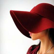 Chapéu Floppy Vermelho de Feltro Feminino com Faixa Laço - Vermelho - Visão 9