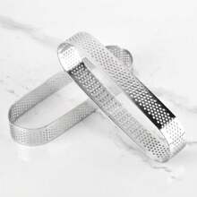 3pcs Stainless Steel Perforated Cake Ring, Oval Tart Ring, Baking Pastry Mold For Making Tart, Cookies, Fruit Tart, French Desserts, Oval Tart Shell - Silver - View 5