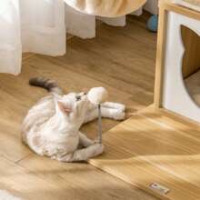 PawHut Árbol Rascador para Gatos con Plataforma Altura 126 cm Torre Escalador para Gatos con Hamaca Caseta Cama Postes de Sisal y Bolas para Jugar 48x40x126 cm Beige - Beis - Ver 9
