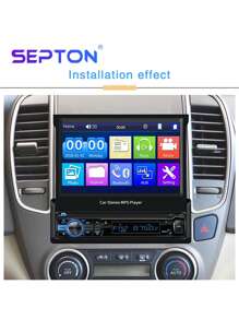 1入組SEPTON MP5 1 DIN 7英寸車用立體聲收音機高清觸控屏幕通用自動伸縮，支援FM/TF/USB+後置攝像頭，車載收音機MP5多媒體影音播放器 - 軍綠色 - 查看 2
