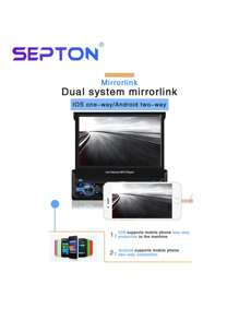 1入組SEPTON MP5 1 DIN 7英寸車用立體聲收音機高清觸控屏幕通用自動伸縮，支援FM/TF/USB+後置攝像頭，車載收音機MP5多媒體影音播放器 - 軍綠色 - 查看 4