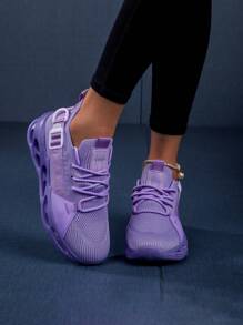 Zapatos De Carrera Con Cuchilla Te Tejido Transpirable De Moda Para Mujer, Calzado Con Suela Suave Antideslizante Y Cordones Cómodos Para Actividades Al Aire Libre - Multicolor - Ver 5