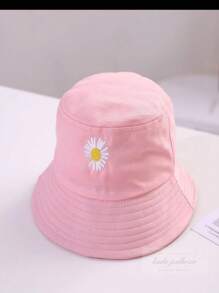 Chapéu Bucket Infantil 3-8 Anos Mãe e Filha Proteção Sol crisântemo - Rosa chiclete - Visão 2