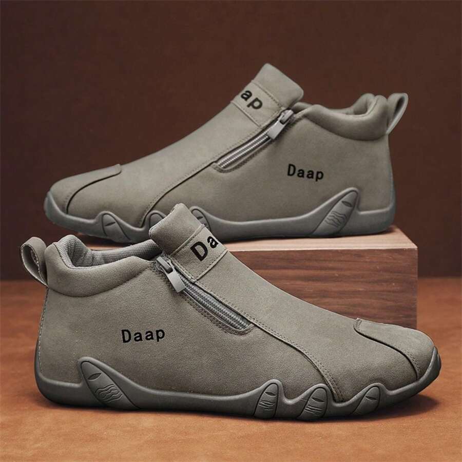 Spring/Autumn New Arrival Casual Sports Boots For Men, With Side Zipper Design - Grey - View 1
