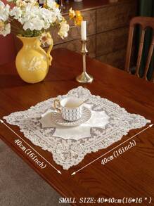 1pc Floral Embroidered Table Runner - Beige - View 6