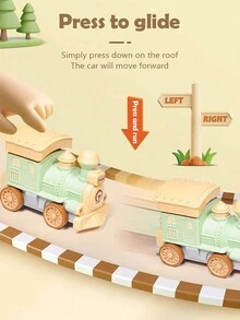 Modelo De Tren Eléctrico Inercial Divertido De Dibujos Animados Con Música Y Luz, Interesante Juguete Educativo Para Niños, Regalo De Vacaciones - Rosa Pálido - Ver 4