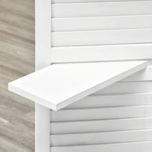 HOMCOM Biombo Separador de Madera de 4 Paneles Divisor de Habitaciones Plegable con 3 Estantes Extraíbles Diseño Persiana para Dormitorio Oficina 160x170 cm Blanco - Blanco - Ver 8