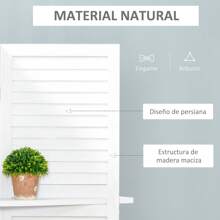 HOMCOM Biombo Separador de Madera de 4 Paneles Divisor de Habitaciones Plegable con 3 Estantes Extraíbles Diseño Persiana para Dormitorio Oficina 160x170 cm Blanco - Blanco - Ver 5