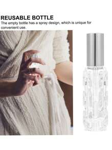 1 件香水瓶香水玻璃喷雾器小喷雾瓶香水喷雾瓶可再填充样品瓶玻璃香水精油样品瓶液体旅行容器，10ml 防漏玻璃瓶容器（银色）旅行必需品学校用品节日露营节日必需品度假配件迷你女士香水男士香水海滩 - 銀色 - 查看 10