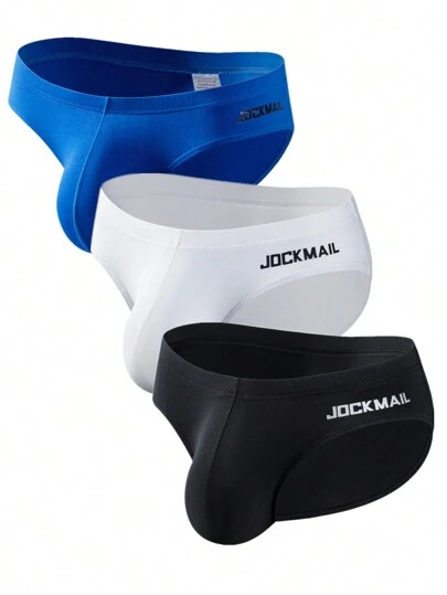  3入組jockmail品牌純色時尚低腰平角褲,運動透氣舒適男士內褲