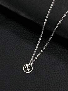 1pc Zodiac Sign Optional Titanium Steel Pendant Necklace, Double Sided Polished Stainless Steel Sweater Chain - Twelve Zodiac Signs - View 21