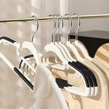 10pcs Adult Plastic Hanger With Non-Slip Design & Anti-Shoulder Bump, Suitable For Wet And Dry Clothes - Gray[10 Pieces] - View 3