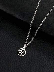 1pc Zodiac Sign Optional Titanium Steel Pendant Necklace, Double Sided Polished Stainless Steel Sweater Chain - Twelve Zodiac Signs - View 22
