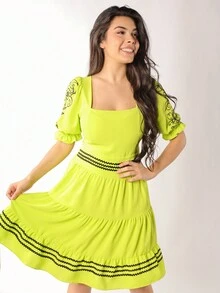 Women Dresses - 青檸色 - 查看 3