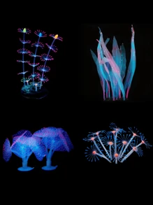 1pc Fish Tank Simulation Coral Aquarium Decoration Soft Fluorescent Silicone Corals,Luminous,Soft,Lightweight