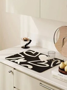 1/2pcs Coffee Mat - Hide Stain Absorbent Rubber Backing Quick Dry Mat For Kitchen Counter Coffee Bar Accessories Dish Drying Mat For Coffee Maker Coffee Maker Coffee Pot Espresso Maker - Love 2 - View 2