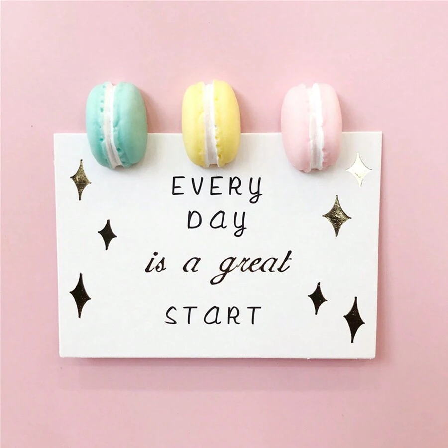 Phong cách Nhật  Macaron Mini Nam châm tủ lạnh , 7 Màu , Dễ thương Sắt Nam châm , Nhựa Nam châm , Creative Bánh mì sandwich Cookie Hình dạng - 7 màu/bộ - Xem 1