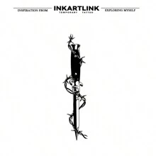 INKARTLINK 1入組5*14cm黑色藝術風格匕首暫時紋身貼紙，含草本汁液，紋身，可持續15天，具逼真、持久特點（1-2週） - 黑色 - 查看 2