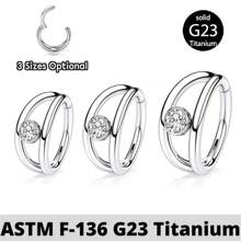 1件16G G23钛金属无缝双环鼻环/耳环，镶嵌5A级立方氧化锆，适用于耳软骨、耳廓、耳屏，男女通用 - 銀色 - 查看 1