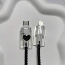 5入組黑色幸運心設計20w充電器保護殼 - 黑與白 - 查看 4