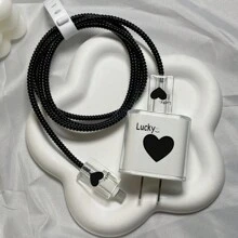 5入組黑色幸運心設計20w充電器保護殼 - 黑與白 - 查看 1