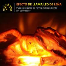 HOMCOM Portátil Mini Estufa Eléctrica Calefactor Chimenea Pequeña Termostato Ajustable 600/1200W Llama Decorativa 34x17x25cm - Blanco - Ver 7
