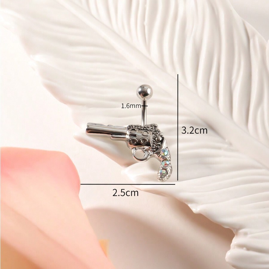 One DiamondEmbedded Revolver Shaped Navel Ring. Trendy Women's