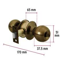 Cylindrical Sphere Lock, Bathroom, Antique, Blister, Hermex - 鏽棕色 - 查看 3