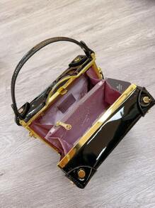 New Stylish Square Top Handle Women Handbag - Multicolor - View 4