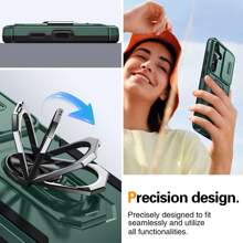 Unbeinst Compatible With Samsung Galaxy S24 / S24 Plus / S24 Ultra Case,[Built-In Slide Camera Cover & Rotatable Kickstand][2* Screen Protectors]Shockproof Anti-Scratch Samsung  S24 / S24 Plus / S24 Ultra 5G Case - Olive Green - View 2