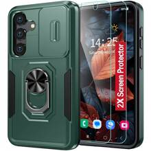 Unbeinst Compatible With Samsung Galaxy S24 / S24 Plus / S24 Ultra Case,[Built-In Slide Camera Cover & Rotatable Kickstand][2* Screen Protectors]Shockproof Anti-Scratch Samsung  S24 / S24 Plus / S24 Ultra 5G Case - Olive Green - View 1