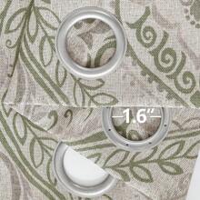 Room Darkening Curtains Linen Textured Medallion Drapes For Bedroom, Damask Pattern Vintage Window Treatments - 綠色 - 查看 6