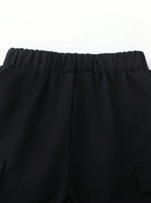 Kleine Jungen Sommer Lässig einfarbige Cargoshorts - Schwarz - Übersicht 3