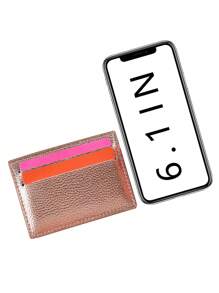 1pc Minimalist Fashion Solid Color Card Case With Gold Lychee Patterned Pu Material Ultra-Thin Small Minimal Functional Card Holder Card Holder Wallet Business Card Holder Credit Card Holder Card Holder Women For Women Card Wallet