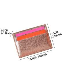 1pc Minimalist Fashion Solid Color Card Case With Gold Lychee Patterned Pu Material Ultra-Thin Small Minimal Functional Card Holder Card Holder Wallet Business Card Holder Credit Card Holder Card Holder Women For Women Card Wallet