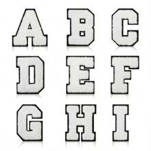 1pc White/Black English Alphabet Embroidered Patch For Garment & Accessory Diy, Computer Embroidery,School