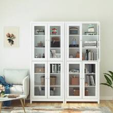 Furchen Vitrina de Cristal,Alacena Cocina, Mueble Aparador Comedor con 4 puertas,para salón, dormitorio, oficina 80 x 33 x 190 cm Enviado en 2 Paquetes