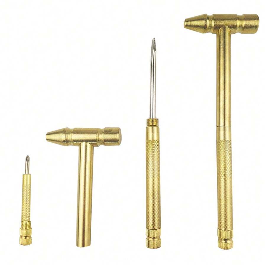 Herramienta De Martillo Y Destornillador Multifuncional 6 En 1 Con Un Pequeño Martillo De Latón