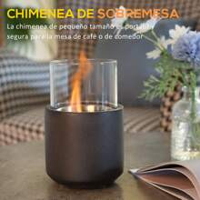 HOMCOM Chimenea Bioetanol Sobremesa Capacidad de 0,4 L Combustión de 2,5h Chimenea de Bioetanol para Interior y Exterior 12x12x19 cm Gris Oscuro - Gris Oscuro - Ver 9