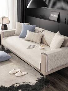 1 Stück Chenille dunkles Muster Vier-Jahreszeiten universeller Sofakissenbezug, leichter luxuriöser einfacher europäischer Stil Haustier-Anti-Schmutz Anti-Rutsch Sofa-Handtuch, Frühjahrs-/Herbst-Version kratzfester Sofa-Schutz für Wohnzimmer L-förmiges Sofa, Einzel-/Doppel-/Dreisitzer-/Viersitzer-Sofa (wird separat verkauft) - Hellgrau - Übersicht 4