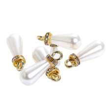 50 piezas de Perlas Falsas Sintéticas Abs Brillantes, Colgante con Forma de Lágrima de Estrás & Colgante con Forma de Círculo para la Fabricación de Pendientes, Pulseras y Collares DIY