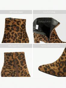 Women's Chunky Heel Ankle Booties Pointed Toe Short Boots Elegant Faux Fur Classic, Cozy & Effortless Zip-On Style - Nhiều màu - Xem 4