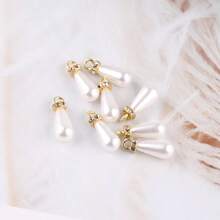 50 piezas de Perlas Falsas Sintéticas Abs Brillantes, Colgante con Forma de Lágrima de Estrás & Colgante con Forma de Círculo para la Fabricación de Pendientes, Pulseras y Collares DIY