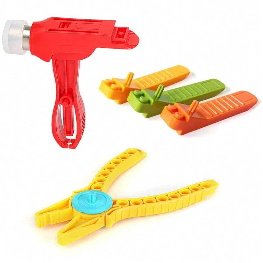 1 Set Of Building Blocks Assembly Tool Kit Including Assembly Box, Block Removing Tool, Plier, And Hammer Can Adapt To Various Sizes And Scenes To Complete The Building Blocks Assembly And Disassembly More Efficiently. Made Of Abs Material. In Addition, The Hammer Can Be Easily Separated Into Two Parts, Making It A Versatile Tool. - Multicolor - View 1