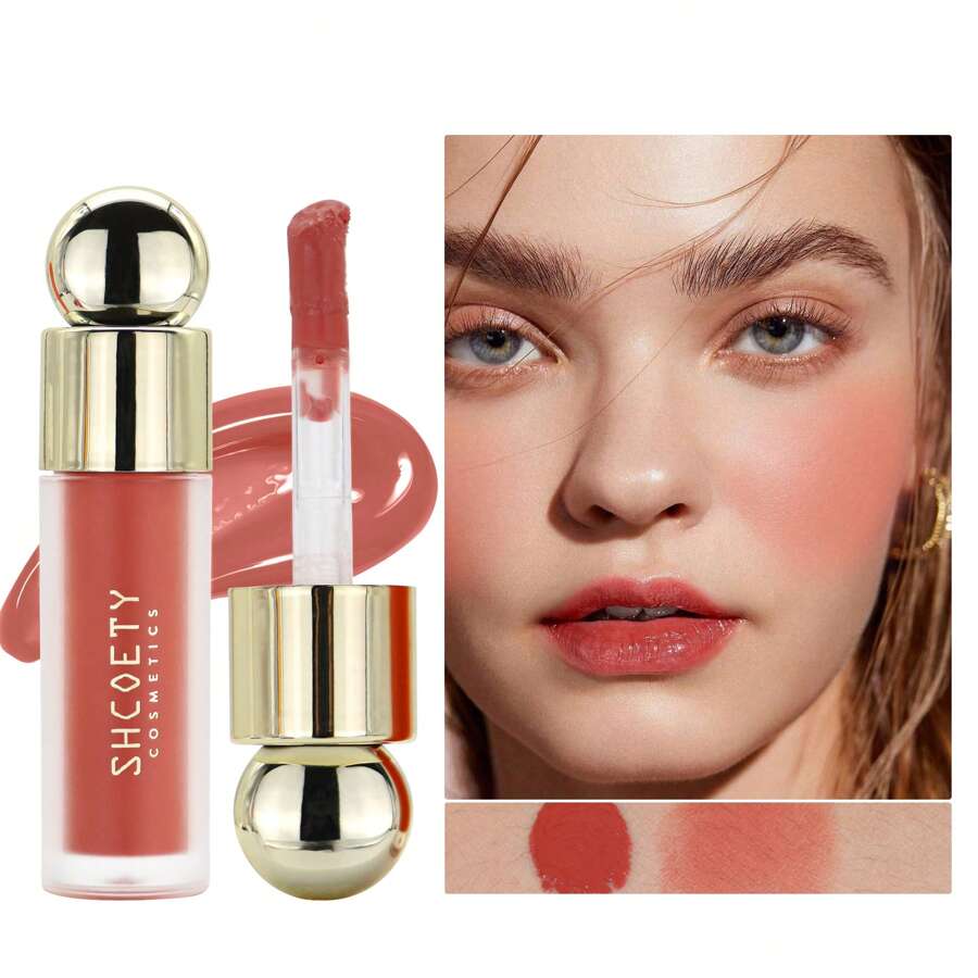 1支液體腮紅,柔滑絲綢霜狀腮紅,持久不脫妝,自然裸妝,滋潤配方 - 1pc-01# - 查看 1