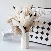 30/80/110pcs Natural Fluffy Pampas Grass Decor Set Includes Pompom Flowers, Reed, Bunny Tails Dried Pampas Grass Bouquet, For Boho Decor Wedding, Home Decoration (Black & White), Valentine Day, Gift - Black and White - View 5